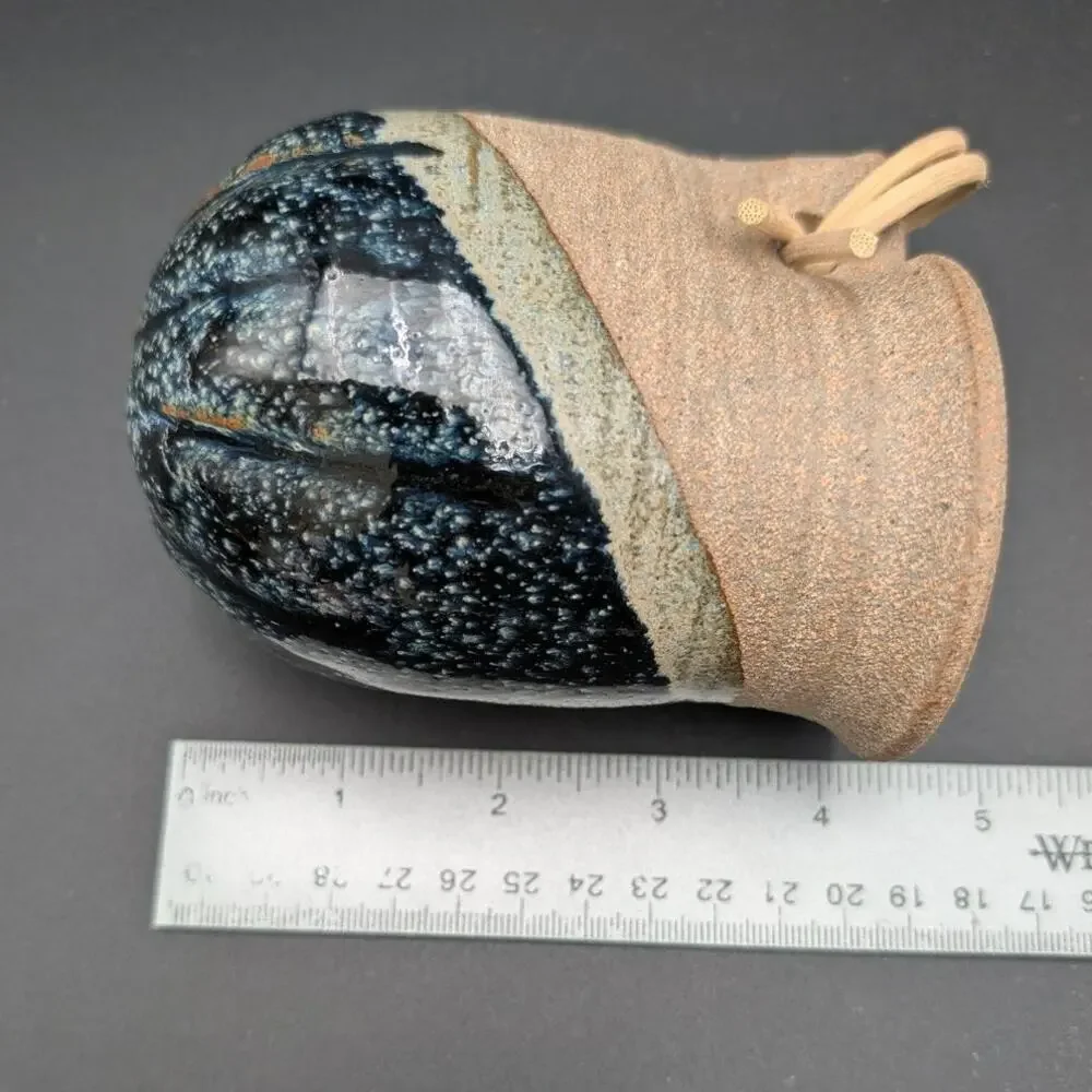 Studio Pottery Hanging Wall Pocket Vase Air Plant Holder Stoneware Drip Glaze